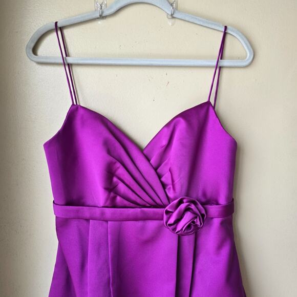 Purple Satin Mini Homecoming Dress Sleeveless Party Cocktail Size 10 M NWT - Picture 2 of 12